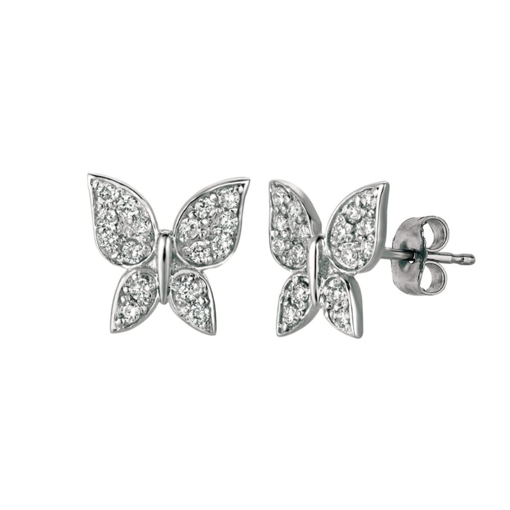 0.30 CT Natural Diamond Butterfly Earrings 14K WG